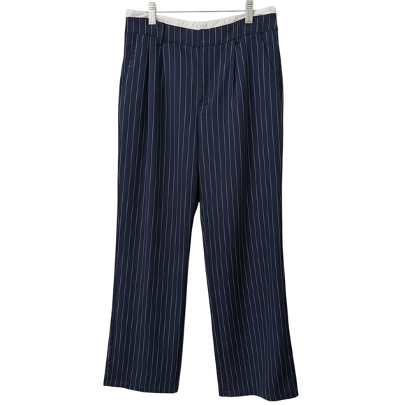 Pants - NWOT Navy Pinstripe Straight-Leg Trousers | Size M | Classic Work Pants